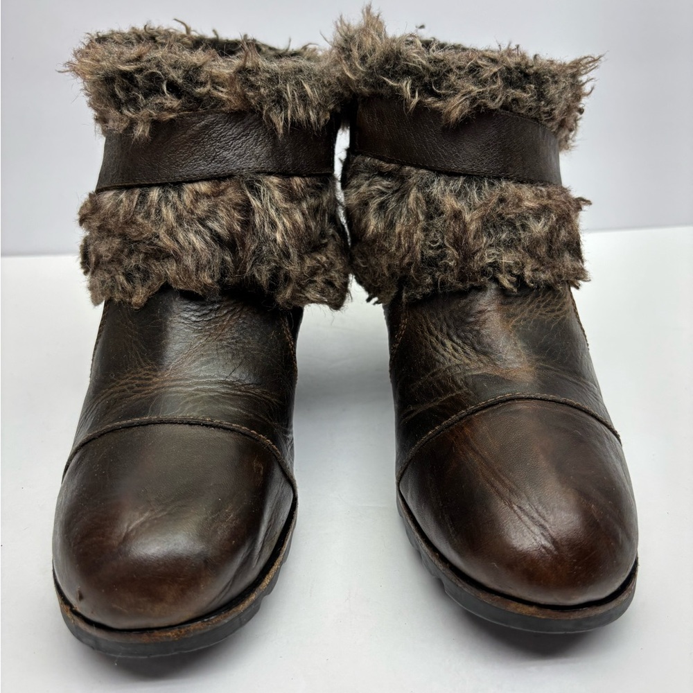 Sorel Women's Brown Faux-Fur Cuff Ankle Boots, SZ 8, box 34